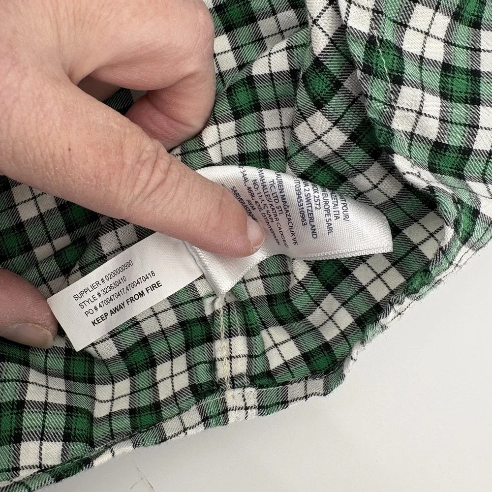 Ralph Lauren Youth Boy's XL (18/20) L/S Green Plaid Button Up Shirt Pony Logo